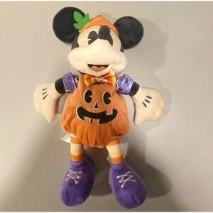 Mickey Mouse Pumpkin Jack O Lantern Costume Disney Store Plush '20 Halloween 15"